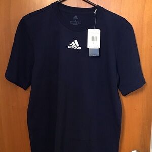 NWT Adidas Navy Blue 100% Cotton Short Sleeve Tee Sz Small